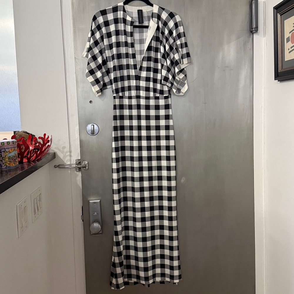 Norma Kamali Obie Gingham Maxi XS - Picture 10 of 16